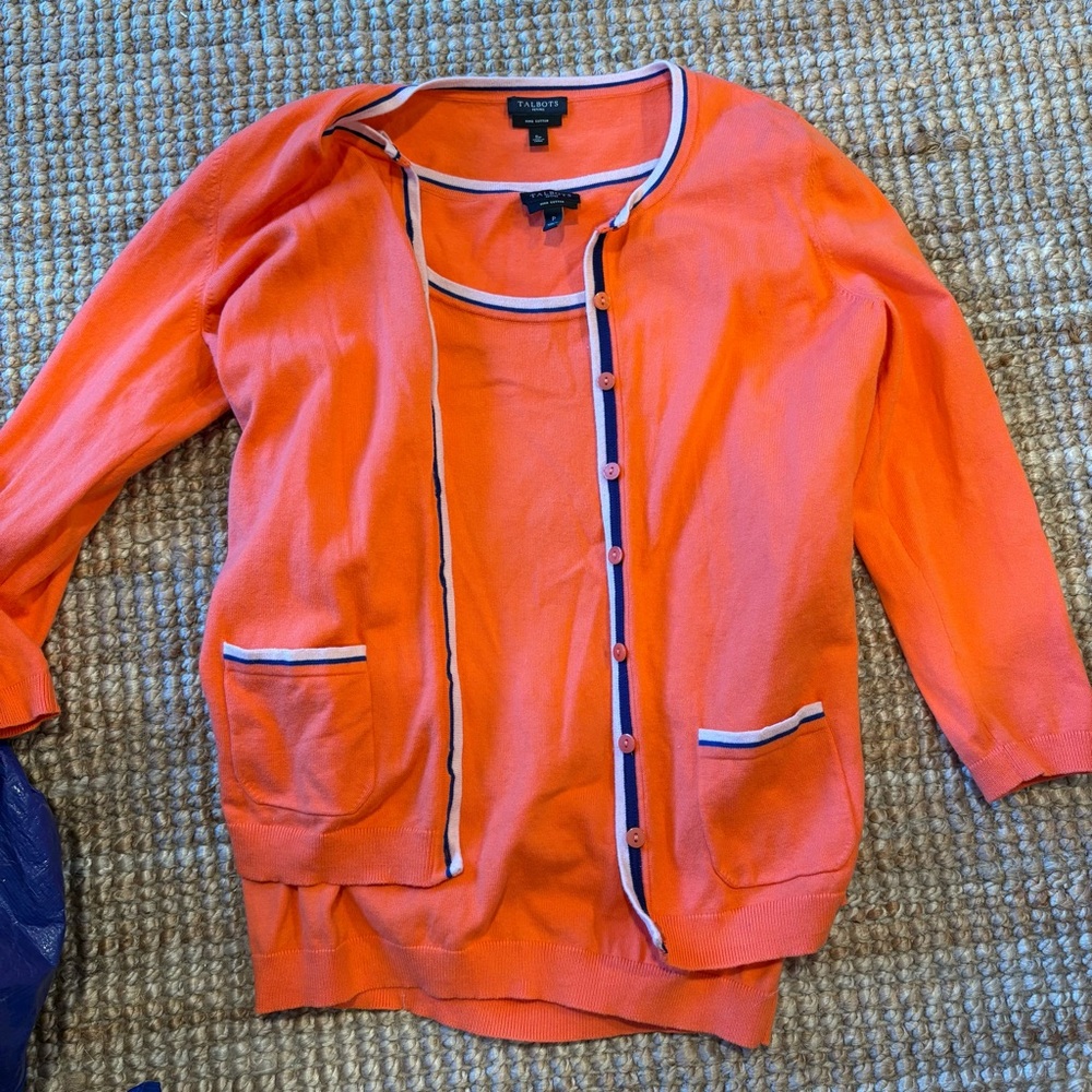 orange talbots sweater set